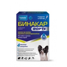 Бинакар Форте Капли на холку для собак и щенков мелких пород упаковка, 4 пип.