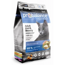 Probalance корм сухой для кошек, Красивая шерсть и здоровая кожа, 400 г