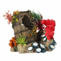 AQUA DELLA Декорация для аквариума "Бочка Sunken Artefact 2", 15,3x11,6x13,7см