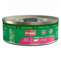 Четвероногий гурман Мясное ассорти консервы для кошек с языком, 100 гр