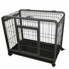 DUVO+ Клетка на колесах для животных до 20кг "Heavy Duty Crate", две двери, 79х53х61см, черная